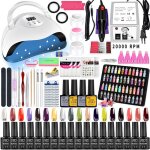 Kit vernis gel 18 couleurs avec lampe uv led base top coat et outils de manucure ensemble professionnel ...