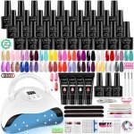 Kit vernis gel 27 couleurs avec lampe led base top coat gel extension ensemble manucure complet pour ...