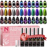 Kit de vernis � ongles gel clara colors 12 couleurs scintillantes 9d cam�l�on ?il de chat ensemble de ...