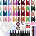 Kit de vernis  ongles semi - permanents 28 couleurs avec lampe uvled 48 w kit complet pour ongles en ...