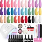 Kit vernis semi permanent18 couleurs vernis semi permanent avec lampe 48w u v / ledkit ongle gel uv complet ...