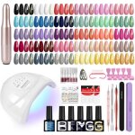 Kit vernis semi permanent 30 couleur rose jaune bleu kit ongle gel u v complet avec lampe uv base et ...