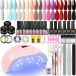 Kit vernis semi permanent avec 36w lampe uvled 18 vernis  ongles + 3 * 15ml blanc rose transparent gel ...