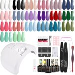 Kit vernis semi permanent complet 20 + 4 pcs blanc noir violet rouge vert bleu vernis gel avec 48w uv ...