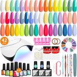 Kit vernis semi permanent complet 42 pices avec lampe u v 24 couleurs kit ongle gel u v complet avec ...