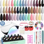 Kit vernis semi permanent complet 42 pi�ces avec lampe u v kit ongle gel u v complet 24 couleurs gloss ...