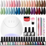 Kit vernis semi permanent complet set de vernis  ongles 18 couleurs avec lampe  ongles 36w u v led ...