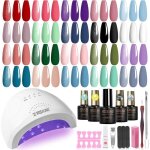Kit vernis semi permanent complet uv led lampe 48w 20 + 4 pcs vernis gel uv semi permanent rouge rose ...