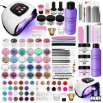 Kit verni semi permanent lampe led 48w + acrylique ongles 90ml et ensemble de poudre + semi permanent ...