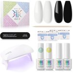 Kit vernis semi permanent lot vernis  ongles 2pcs noir et blanc en gel 2 base top coat set 6w uv led ...