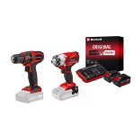 Kit vissage sans fil einhell ? visseuse � chocs + perceuse - visseuse + 2 batteries 4. 0ah + chargeur ...