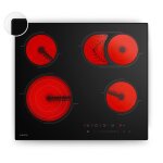Klarstein plaque vitroc�ramique 4 feux 60 cm 6700 w commande tactile minuterie surface verre table de ...