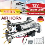 Klaxon de brouillard 600db 12v klaxon � air comprim� klaxon � double trompette pour voiture camion bateau ...
