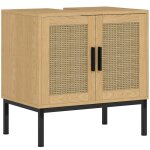 Kleankin armoire de lavabo armoire de base avec compartiment darmoire armoire de lavabo en rotin armoire ...