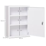 Kleankin armoire pharmacie verrouillable mur avec 2 cl�s en acier en blanc 40x15x535cm