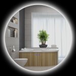 Kleankin miroir rond lumineux led de salle de bain 80 cm avec �clairage interrupteur tactile syst�me ...
