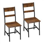 Klihome 2 chaises salle � manger industrielles - m�tal et bois - ergonomiques - marron rustique w0att0979 ...