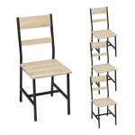 Klihome 4 chaises salle  manger industrielles - mtal et bois - ergonomiques - chne clair w0att0982 ...