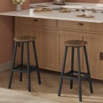 Klihome tabouret de bar - lot de 2 - tabouret rond - style industriel - chêne foncé w0att0686 - 2 Klihome tabouret de bar - lot de 2 - tabouret rond - style industriel - chêne foncé w0att0686 - 2