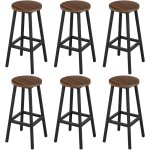 Klihome tabouret de bar - lot de 6 - tabouret rond - style industriel - chêne foncé w0att0686 - 6 Klihome tabouret de bar - lot de 6 - tabouret rond - style industriel - chêne foncé w0att0686 - 6