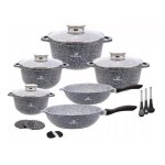Klnberg marmite antiadhsive 17 pices avec couvercle pole induction kb3926 gris