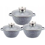 Klnberg marmite antiadhsive 6 pices avec couvercle 17 / 26 / 39l gris kb3951