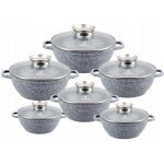 Klnberg set de 12 casseroles antiadhsives 1. 7 / 2 / 2. 6 / 3. 3 / 3. 9 / 4. 8 l avec couverture kb3955 ...