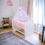 Kmbaby lit b�b� 120 x 60 cm avec parure de lit 10 pi�ces gris matelas sommier � lattes 3 niveaux hauteur ...