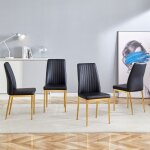 Kodise lot de 4 chaises de salle � manger en cuir pu noir avec pieds m�talliques dor�s