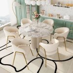 Kodise lot de 6 chaises de salle à manger modernes - tissu moelleux - cadre doré - blanc - pour la salle ... Kodise lot de 6 chaises de salle à manger modernes - tissu moelleux - cadre doré - blanc - pour la salle ...