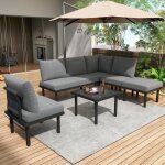 Ensemble mobilier de jardin 6 pi�ces - kodise - canap� lounge & table basse - structure fer galvanis� ...