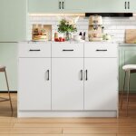 Kodise buffet 120 x 60 x 905 cm - avec 3 tiroirs et 3 portes - �tag�res r�glables - blanc - pour salon ...