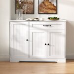 Kodise buffet blanc buffet moderne avec 3 portes et 1 tiroir - poign�es noires - pour salle � manger ...