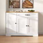 Kodise buffet moderne avec 3 portes et 1 tiroir - blanc et couleur bois - mdf - pour salle � manger et ...