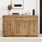 Buffet - kodise - kodise buffet vintage - 135x40x81 cm - aspect bois - 3 portes 3 tiroirs