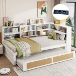 Kodise canap� - lit 90x200 cm lit ado - lit simple - bois massif - avec tablette de rangement et prise ...