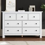 Kodise commode moderne commode blanche - poign�es noires - avec 7 tiroirs de rangement - pour couloir ...