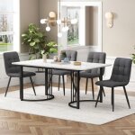 Kodise ensemble de salle � manger - plateau en mdf blanc - livr� avec 1 table � manger et 4 chaises en ...