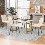 Kodise ensemble table et chaises � manger - velours beige - avec 4 chaises et table � manger en mdf - ...