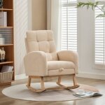 Kodise fauteuil à bascule beige - velours teddy - avec poches latérales et repose - pieds cachés - pour ... Kodise fauteuil à bascule beige - velours teddy - avec poches latérales et repose - pieds cachés - pour ...