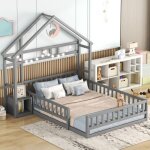 Kodise lit cabane enfant 140x200 cm lit simple lit ado - pin - avec chevets et barri�res de s�curit� ...