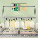 Kodise lit cabane enfant 90 x 200 cm lit double - pin - avec sommier  lattes et barrires de scurit ...