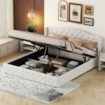 Kodise lit coffre 180x200 cm lit capitonn - avec roulements hydrauliques et sommier  lattes - tissu ...