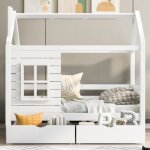 Lit enfant / lit cabane - kodise - kodise - 80x160 cm - 2 tiroirs de rangement - sommier � lattes