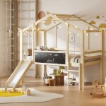 Kodise lit mezzanine 90x200 cm lit enfant avec échelle et toboggan planche à dessin - naturel - sans ... Kodise lit mezzanine 90x200 cm lit enfant avec échelle et toboggan planche à dessin - naturel - sans ...