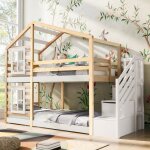 Kodise lit superpos� 90x200 cm lit cabane enfant avec �chelle de rangement et garde - corps - sommier ...