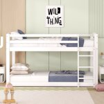 Kodise lit superpos� enfant 90x200cm lit ado - avec escalier - structure en pin massif - blanc (sans ...