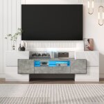 Kodise meuble tv de salon 145x30x51 cm meuble tv �l�gant - avec 6 portes et 2 tiroirs - �clairage led ...