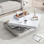 Kodise table basse blanche table basse de salon - plateau brillant - avec compartiments de rangement ... Kodise table basse blanche table basse de salon - plateau brillant - avec compartiments de rangement ...