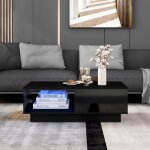 Kodise table basse rectangulaire noire - avec lumires led de couleur rglables - 1 tiroir de rangement ...